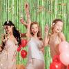 Light Green Metallic Tinsel Foil Fringe Curtains, 2 Pack 3.3x8.3 Feet Party Streamer for Birthday Party Decorations, Halloween Decor, Foil Curtain for Christmas Party view 4