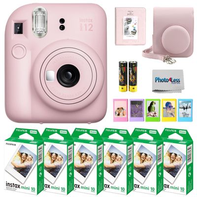 Fujifilm Instax Mini 12 Instant Camera Bundle with Fujifilm Instax Mini Instant Film Value Pack (60 Sheets) with Accessories Including Protective Case, Strap, Photo Album (Blosssom Pink)