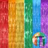 Rainbow Tinsel Backdrop Foil Fringe Curtains, 2 Pack Party Decor view 1