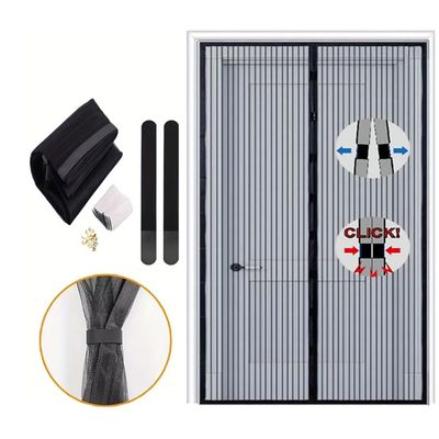 DirectNine Basics Magnetic Screen Door Door Curtain Summer Anti-Mosquito Encryption Embroidery Sheer Curtains Paste Door Curtain Child and Pet Friendly (Color : Preto, Size : 47x82''), JPZONCZOO-BLACK-47X82''