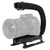 Video Action Stabilizing Handle Grip, Professional C Shape Video Stabilizers with 3cold Shoe, 1/4in Slidable Screw Handheld Camera Stabilizer, for SLR Cameras, Family DV Cameras view 1