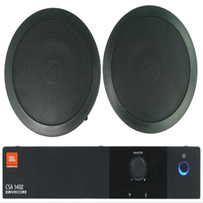 Audiosavings Bundle: (1) JBL CSA 140Z 40w Commercial 70v Amplifier Amp for Restaurant/Bar/Cafe Bundle with (2) Rockville CC65T Black 6.5" Commercial 70v Ceiling Speakers for Restaurant (3 Items)