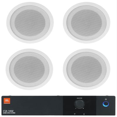 Audiosavings Bundle: (1) JBL CSA 140Z 40w Commercial 70v Amplifier Amp for Restaurant/Bar/Cafe Bundle with (4) Rockville CCL5T White 70V 5" Commercial Ceiling Speakers 4 Restaurant/Office (5 Item)