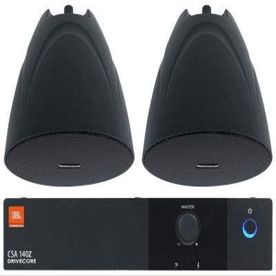 Audiosavings Bundle: (1) JBL CSA 140Z 40w Commercial 70v Amplifier Amp For Restaurant/Bar/Cafe Bundle with (2) Rockville PEN-525T Black 5.25" 70V Hanging Pendant Speaker Commercial/Restaurant (3 Item)