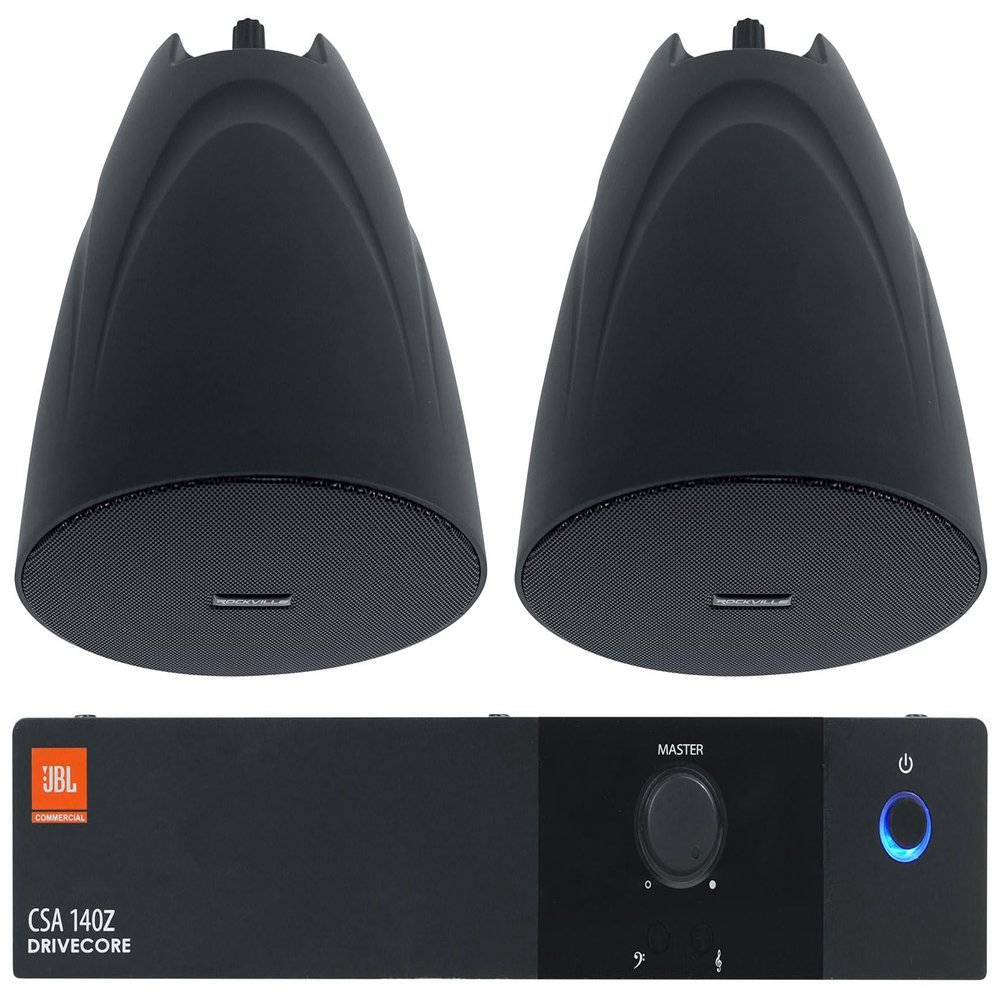Audiosavings Bundle: (1) JBL CSA 140Z 40w Commercial 70v Amplifier Amp For Restaurant/Bar/Cafe Bundle with (2) Rockville PEN-525T Black 5.25" 70V Hanging Pendant Speaker Commercial/Restaurant (3 Item)