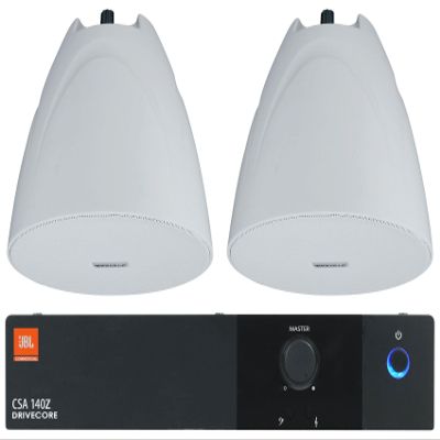 Audiosavings Bundle: (1) JBL CSA 140Z 40w Commercial 70v Amplifier Amp For Restaurant/Bar/Cafe Bundle with (2) Rockville PEN-525T White 5.25" 70V Hanging Pendant Speaker Commercial/Restaurant (3 Item)