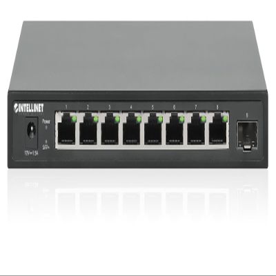 Intellinet 9-Port Network Switch: 8 x 2.5G Ethernet & 1 SFP+ Uplink, Ultra-Fast Speeds for Wi-Fi 6, Compact Fanless Design, Perfect for High-Bandwidth Needs - 562096