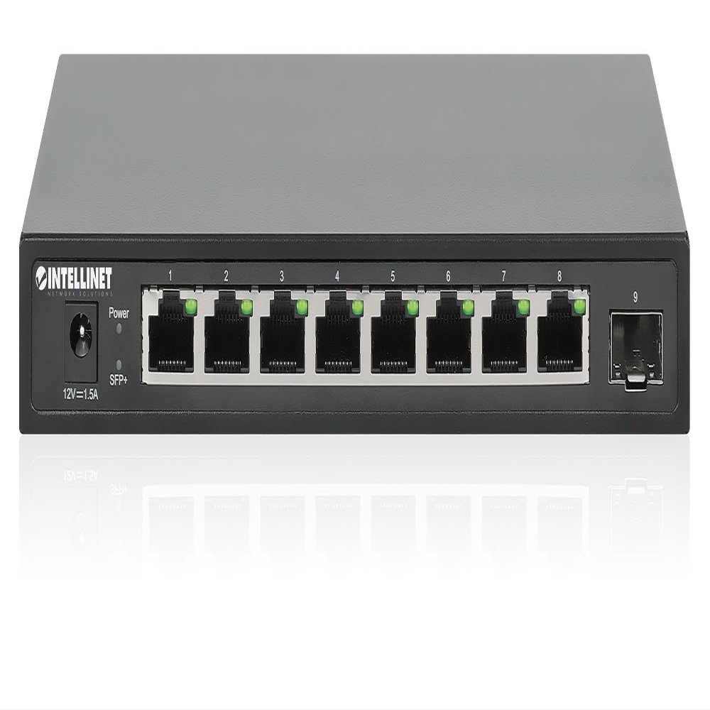 Intellinet 9-Port Network Switch: 8 x 2.5G Ethernet & 1 SFP+ Uplink, Ultra-Fast Speeds for Wi-Fi 6, Compact Fanless Design, Perfect for High-Bandwidth Needs - 562096