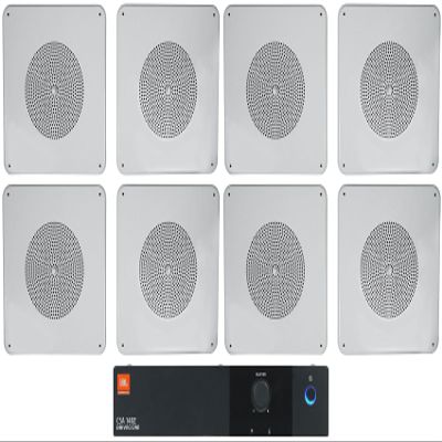 Audiosavings Bundle: (1) JBL CSA 140Z 40w Commercial 70v Amplifier Amp for Restaurant/Bar/Cafe Bundle with (8) Rockville MS81 Metal 8" 70v Commercial Background Music PA Ceiling Speakers (9 Items)