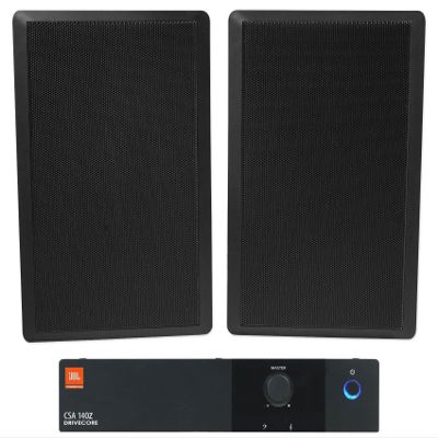 Audiosavings Bundle: (1) JBL CSA 140Z 40w Commercial 70v Amplifier Amp for Restaurant/Bar/Cafe Bundle with (2) Rockville RockSlim 70B Black 5.25" 70v Commercial Restaurant Wall Speakers (3 Item)