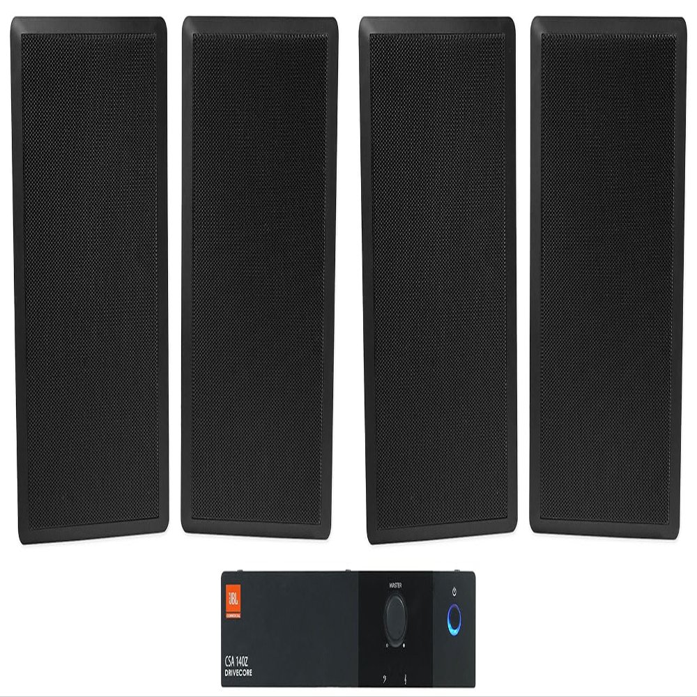 Audiosavings Bundle: (1) JBL CSA 140Z 40w Commercial 70v Amplifier Amp for Restaurant/Bar/Cafe Bundle with (4) Rockville RockSlim 70B Black 5.25" 70v Commercial Restaurant Wall Speakers (5 Item)