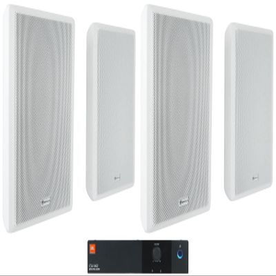 Audiosavings Bundle: (1) JBL CSA 140Z 40w Commercial 70v Amplifier Amp for Restaurant/Bar/Cafe Bundle with (4) Rockville RockSlim 70W White 5.25" 70v Commercial Restaurant Wall Speakers (5 Items)