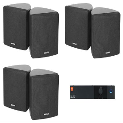 Audiosavings Bundle: (1) JBL CSA 140Z 40w Commercial 70v Amplifier Amp for Restaurant/Bar/Cafe Bundle with (6) Cube by Rockville 3.5" Black Commercial 70v Swivel Wall Mount Speakers (7 Items)