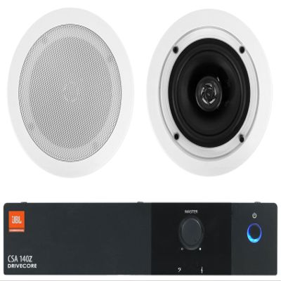 Audiosavings Bundle: (1) JBL CSA 140Z 40w Commercial 70v Amplifier Amp for Restaurant/Bar/Cafe Bundle with (2) Rockville CC525T White 5.25" Commercial 70v Ceiling Speakers for Restaurant (3 Items)