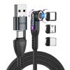 Statik 360 Pro Magnetic Charging Cable - Type C Charger Fast Charging 3 in 1 USB C to USB C Cable, Micro USB & iProduct Tips, USB A Adapter, Fits All Devices - 100W Fast Charger, Black 6FT/2M, 3 Pack view 1