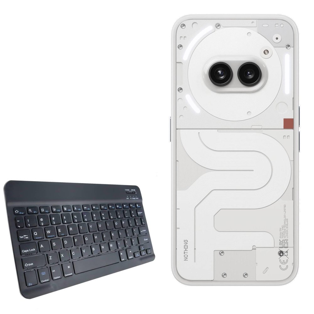 BoxWave Keyboard Compatible with Nothing Phone (2a) - SlimKeys Bluetooth Keyboard, Portable Thin with Chiclet-Style Keys - Jet Black