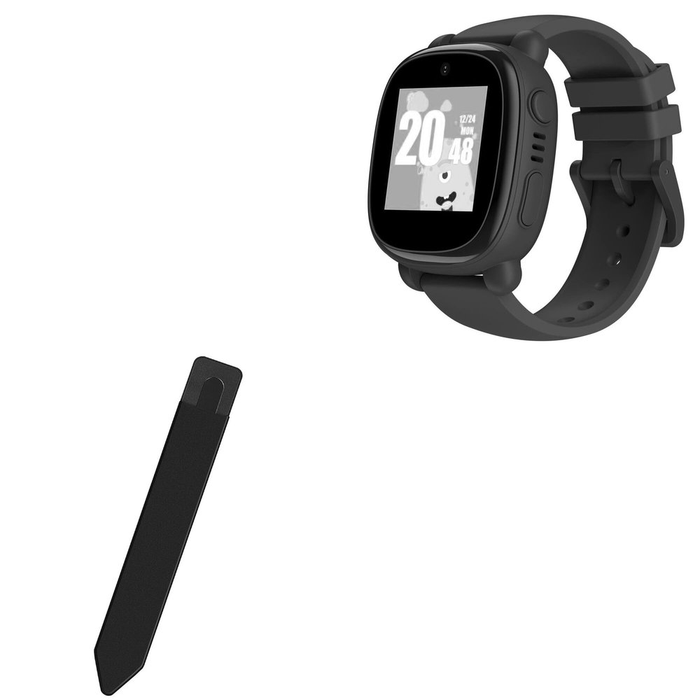 BoxWave Stylus Pouch Compatible with Watchout Wearables Duo - Stylus PortaPouch, Pen Stylii Holder Carrier Portable Self-Adhesive - Jet Black