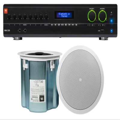Audiosavings Bundle: (1) JBL VMA2120 2-Ch. Commercial/Restaurant 120W 70V Bluetooth Amplifier Bundle with (1) JBL Control 18C/T 8" 60w 70v in-Ceiling Speakers (2 Items)