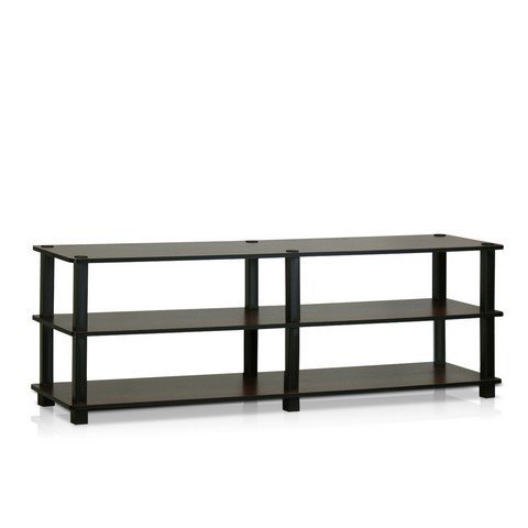 212 Main Turn-S-Tube No Tools 3-Tier Entertainment TV Stands Dark Brown & Black - 15.4 x 47.2 x 11.6 in.