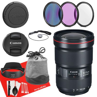 Canon EF 16-35mm f/2.8L III USM Lens for Canon EF-Mount APS-C DSLRs + Lens Case + 3 PC Filters + Hood + Dust Blower + Sensor Brush Pen + Cap Keeper + More (12pc Bundle), Black (Renewed)
