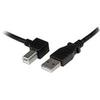 212 Main 1m USB2.0 A to Left Angle B Cable Male to Male, Black view 1