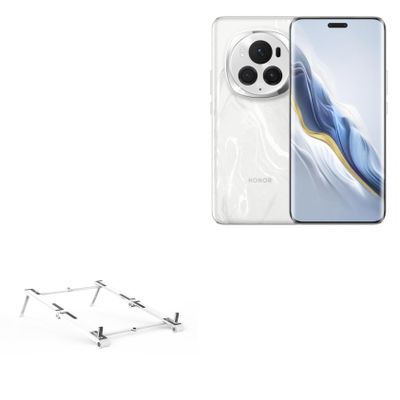 BoxWave Stand and Mount Compatible with Honor Magic6 Ultimate - Pocket Aluminum Stand 3-in-1, Portable Multi Angle Viewing Riser - Metallic Silver