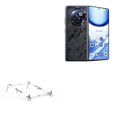 BoxWave Stand and Mount Compatible with ZTE Axon 60 Ultra - Pocket Aluminum Stand 3-in-1, Portable Multi Angle Viewing Riser - Metallic Silver