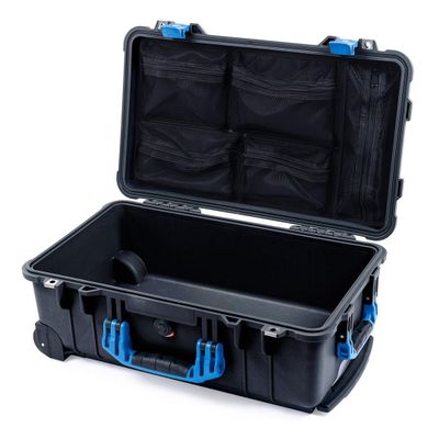 Black Pelican 1510 Carry-on Case - Comes empty with Mesh Lid Organizer Only - Blue Handles & Latches.