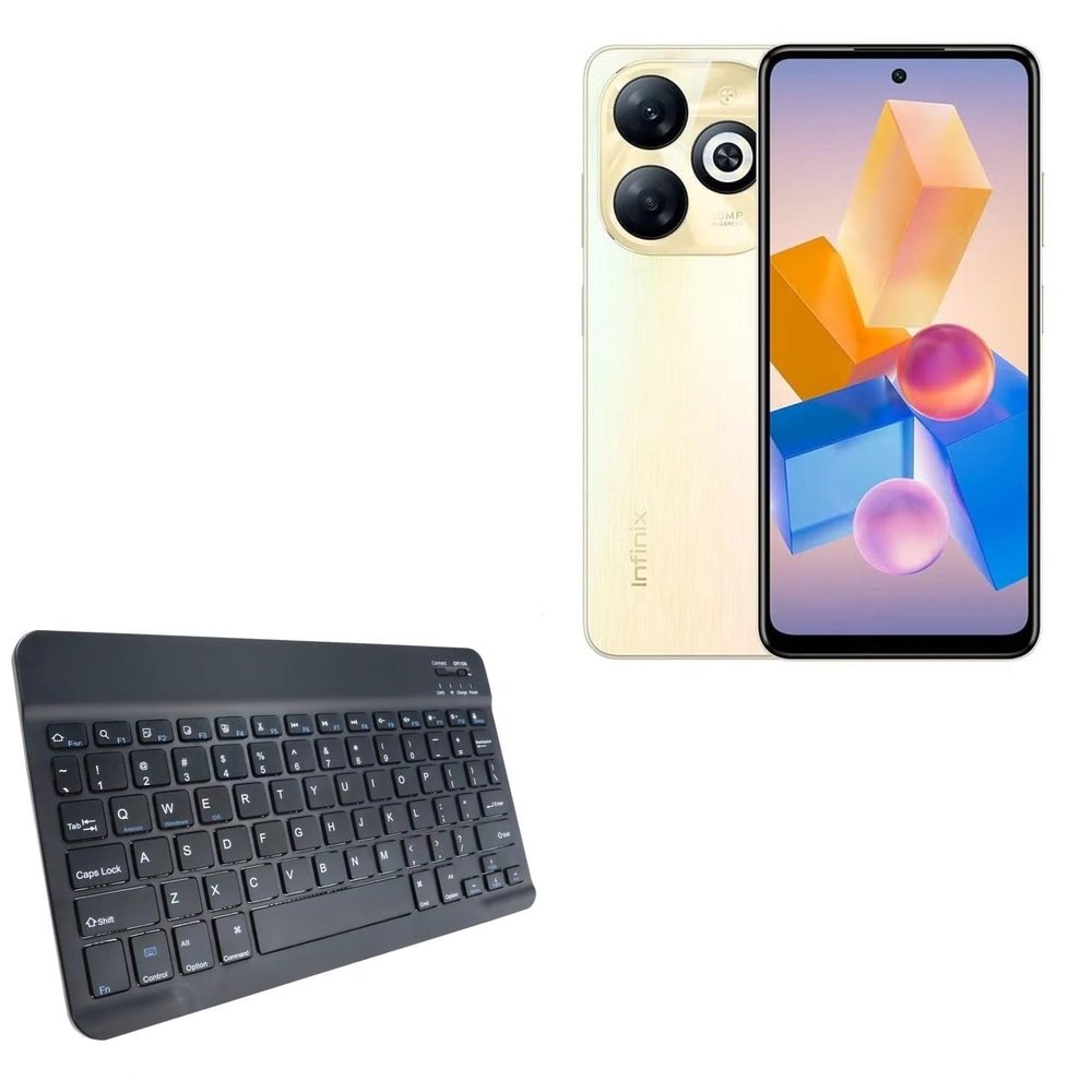 BoxWave Keyboard Compatible with Infinix Smart 8 Pro - SlimKeys Bluetooth Keyboard, Portable Thin with Chiclet-Style Keys - Jet Black