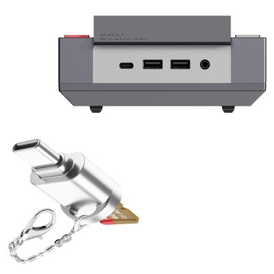 BoxWave Adapter Compatible with Ayaneo Retro Mini PC AM02 - Micro SD Card miniReader, USB Type-C OTG Reader USB3.0 Adapter Keychain - Metallic Silver