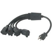 212 Main 3Ft 1-to-4 Power Cord Splitter 4 Nema 5-15R to 1 Nema 5-15P