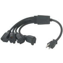 212 Main 3Ft 1-to-4 Power Cord Splitter 4 Nema 5-15R to 1 Nema 5-15P
