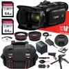 Canon Vixia HF G70 UHD 4K Camcorder + AVX Wide Angle and Telephoto Lens + 2PC 64 GB Memory + Hand Grip Tripod + More (17pc Bundle) (Renewed), Black view 1