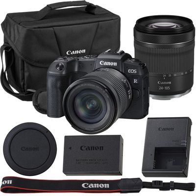 Canon EOS RP Mirrorless Camera RF 24-105mm f/4-7.1 is STM Lens EOS 200ES Shoulder Bag (Black) Kit.