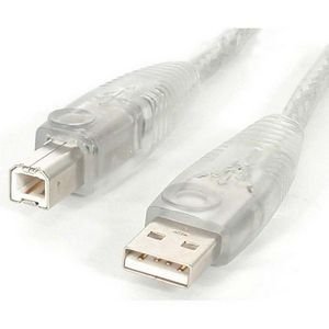 212 Main USB 2.0 Cable 10ft 1 x Type A 1 x Type B Cable Transparent