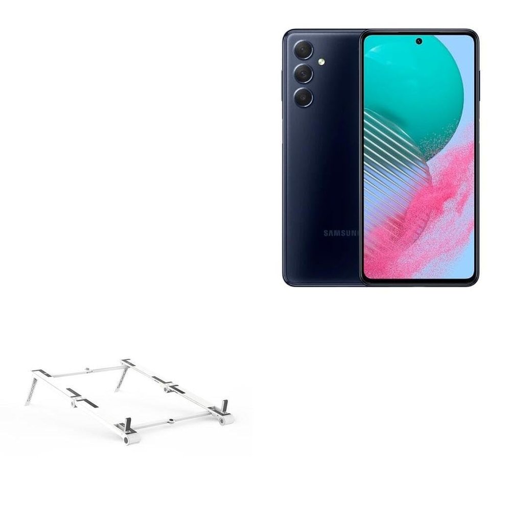 BoxWave Stand and Mount Compatible with Samsung Galaxy M55 - Pocket Aluminum Stand 3-in-1, Portable Multi Angle Viewing Riser - Metallic Silver