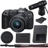 Canon EOS R8 Mirrorless Camera with Canon RF 24-50mm f/4.5-6.3 is STM Lens (Canon RF) and Canon DM-E100 Directional Microphone with Windscreen Kit., Black view 1