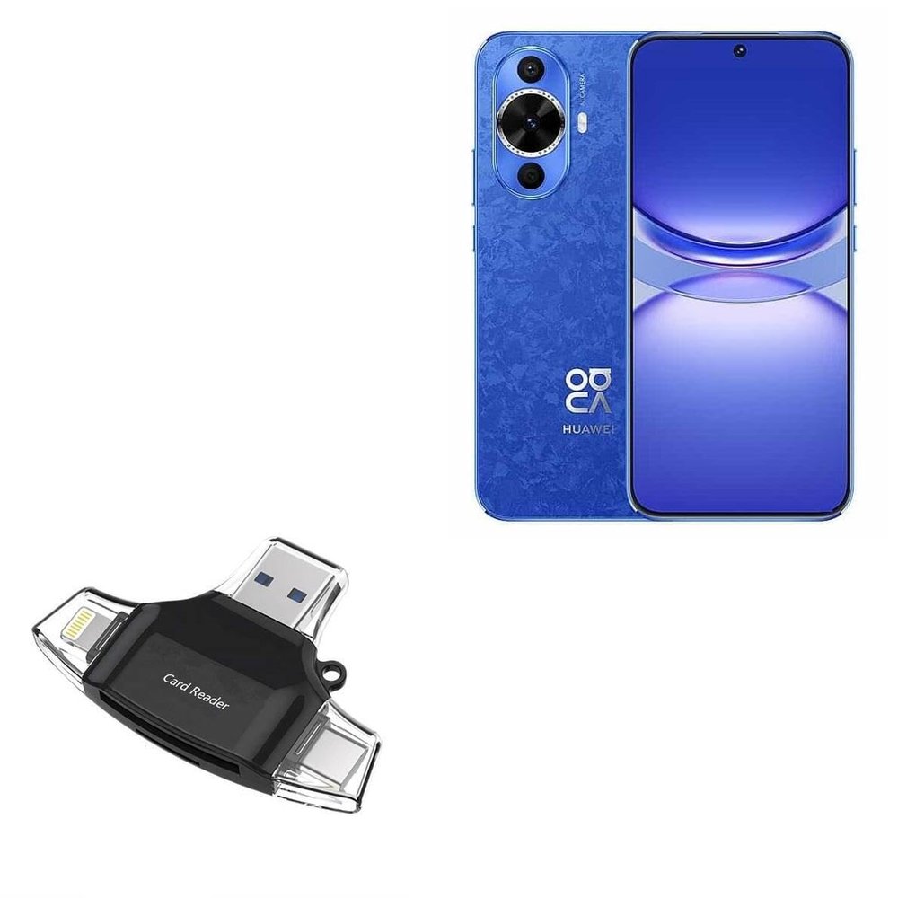 BoxWave Smart Gadget Compatible with Huawei nova 12s - AllReader SD Card Reader, microSD Card Reader SD Compact USB - Jet Black