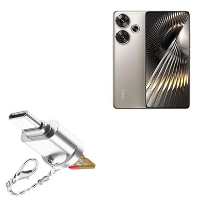 BoxWave Adapter Compatible with Xiaomi Redmi Turbo 3 - Micro SD Card miniReader, USB Type-C OTG Reader USB3.0 Adapter Keychain - Metallic Silver