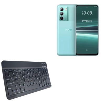 BoxWave Keyboard Compatible with HTC U23 - SlimKeys Bluetooth Keyboard, Portable Thin with Chiclet-Style Keys - Jet Black