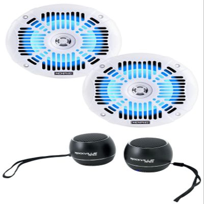 Audiosavings Bundle: Pair Memphis Audio MXA602SLW 6.5" LED Speakers for RZR/ATV/UTV Bundled with Rockville HTS45 800w 5.1 Channel Bluetooth Home Theater Audio System+Subwoofer (2 Items)