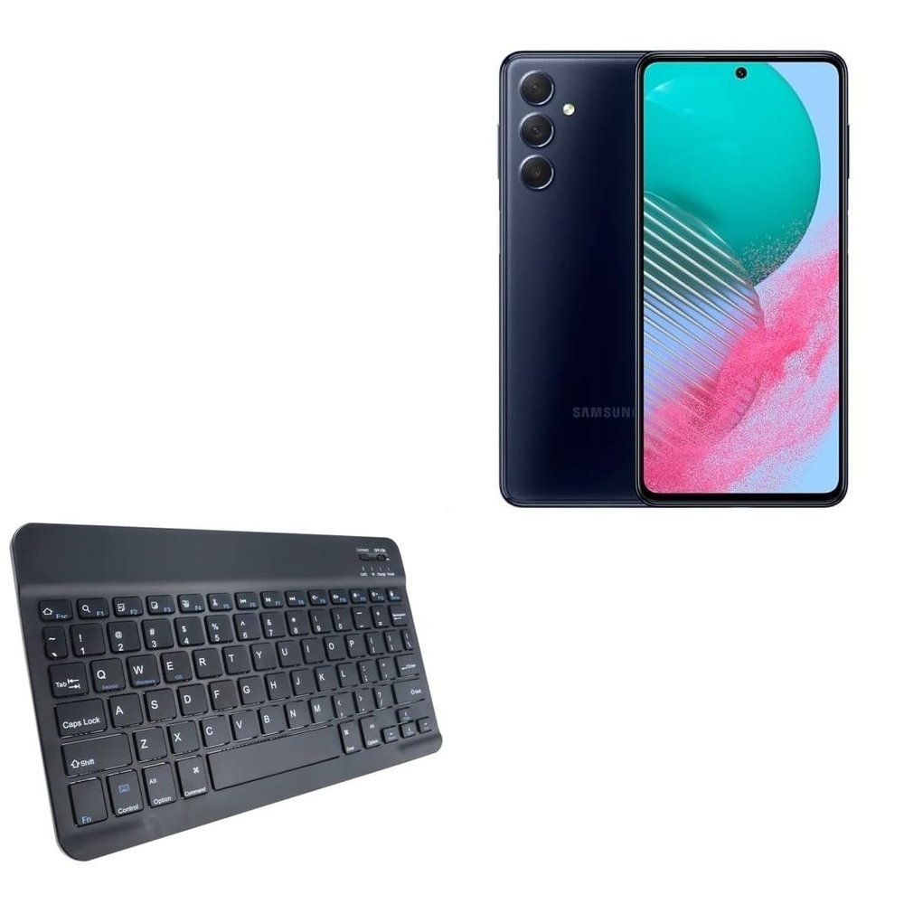 BoxWave Keyboard Compatible with Samsung Galaxy M55 - SlimKeys Bluetooth Keyboard, Portable Thin with Chiclet-Style Keys - Jet Black