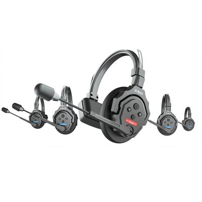 SYNCO Xtalk X5 5-Person Wireless Intercom Headset System 2.4G Wireless Headset with Microphone Built-in Battery 350M/1148ft Transmission 3.5mm Real-time Monitoring for Filmmaking Live Broadcasting