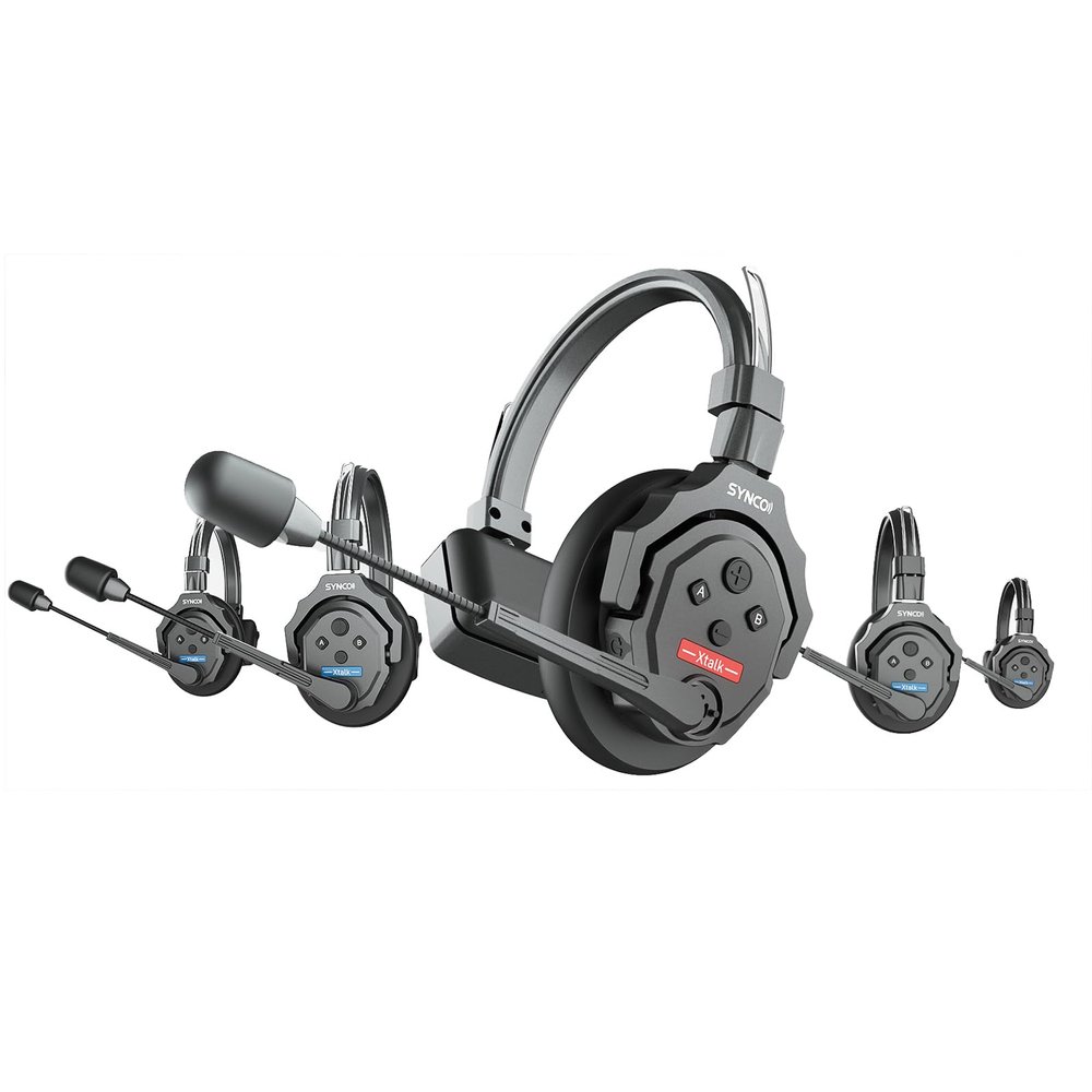 SYNCO Xtalk X5 5-Person Wireless Intercom Headset System 2.4G Wireless Headset with Microphone Built-in Battery 350M/1148ft Transmission 3.5mm Real-time Monitoring for Filmmaking Live Broadcasting