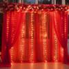 10ft x 10ft Red Backdrop Curtain with Lights String for Parties, Sheer Tulle Wedding Photo Backdrops Drapes for Baby Shower Birthday Party Decorations Background for Photography view 2