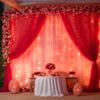10ft x 10ft Red Backdrop Curtain with Lights String for Parties, Sheer Tulle Wedding Photo Backdrops Drapes for Baby Shower Birthday Party Decorations Background for Photography view 3