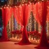 10ft x 10ft Red Backdrop Curtain with Lights String for Parties, Sheer Tulle Wedding Photo Backdrops Drapes for Baby Shower Birthday Party Decorations Background for Photography view 4