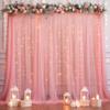 10x10ft Dusty Rose Tulle Backdrop Curtain with Lights String for Parites, Sheer Photo Backdrop Curtains with Lights for Wedding Backdrop Ceremony Reception Bridal Shower Baby Shower Birthday Party view 1