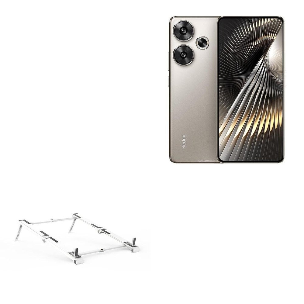 BoxWave Stand and Mount Compatible with Xiaomi Redmi Turbo 3 - Pocket Aluminum Stand 3-in-1, Portable Multi Angle Viewing Riser - Metallic Silver