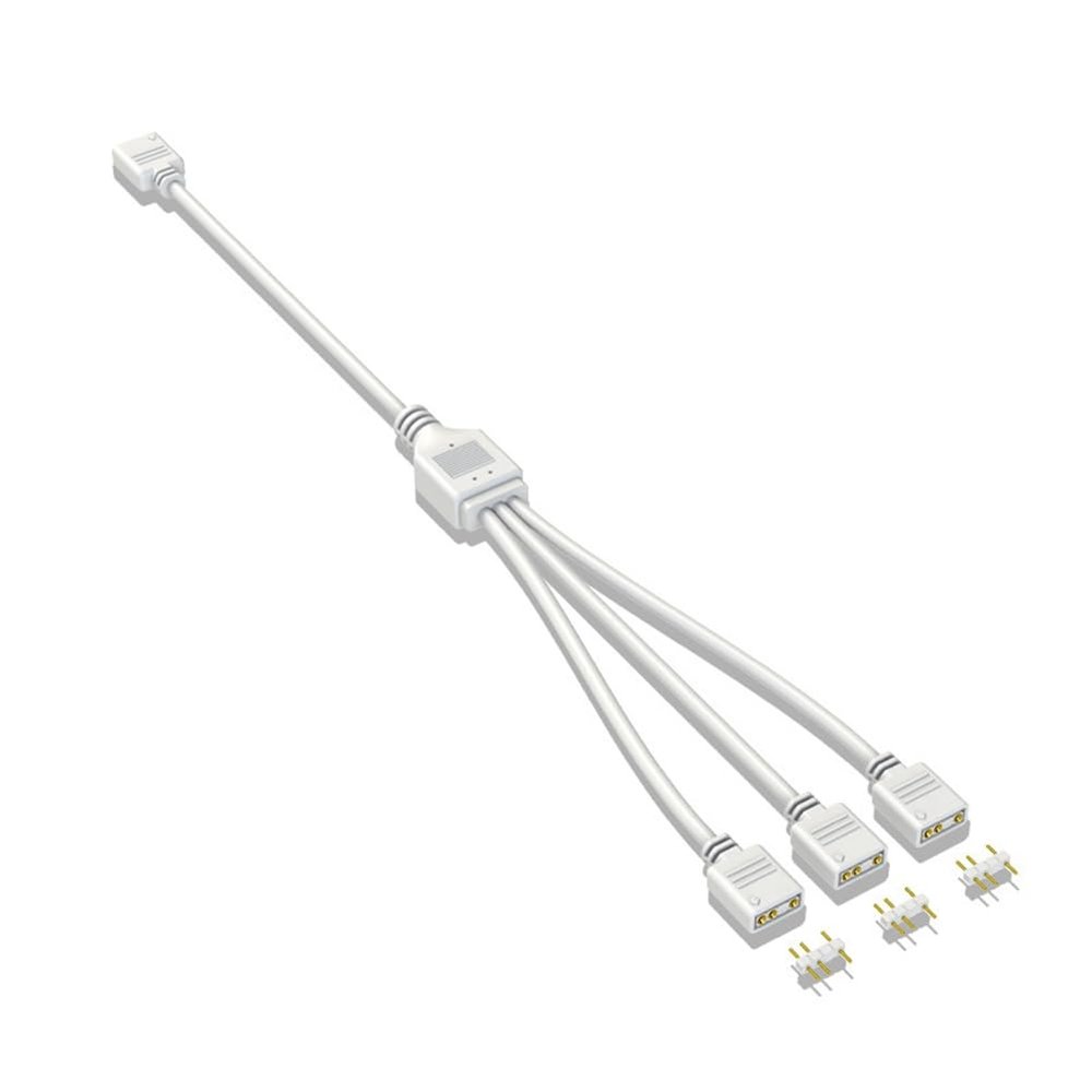 Grimmstr 5V 3-Pin Extension Cable for Computer Motherboard 1 Hub Cable Connection Extension ARGB Splitter, White, 500383368A3